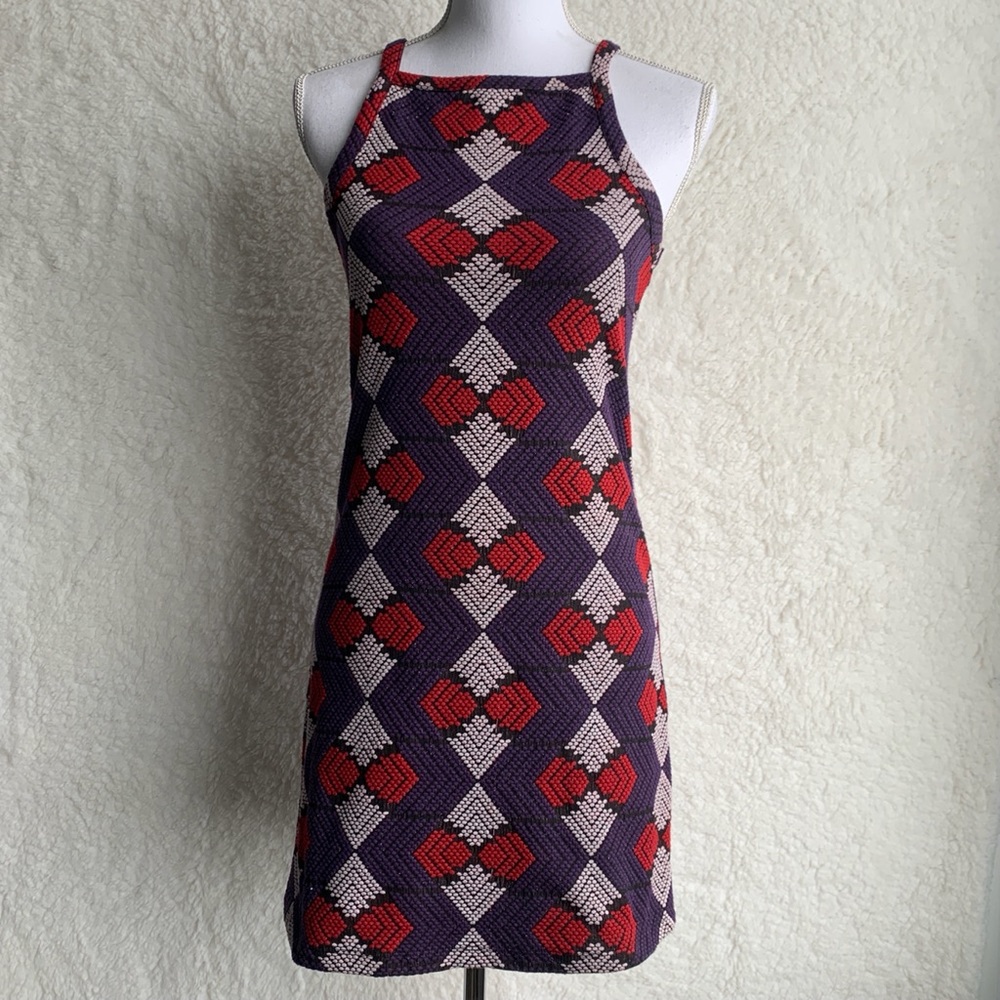 Topshop Size 4 Dress Dots Purple Red White Black